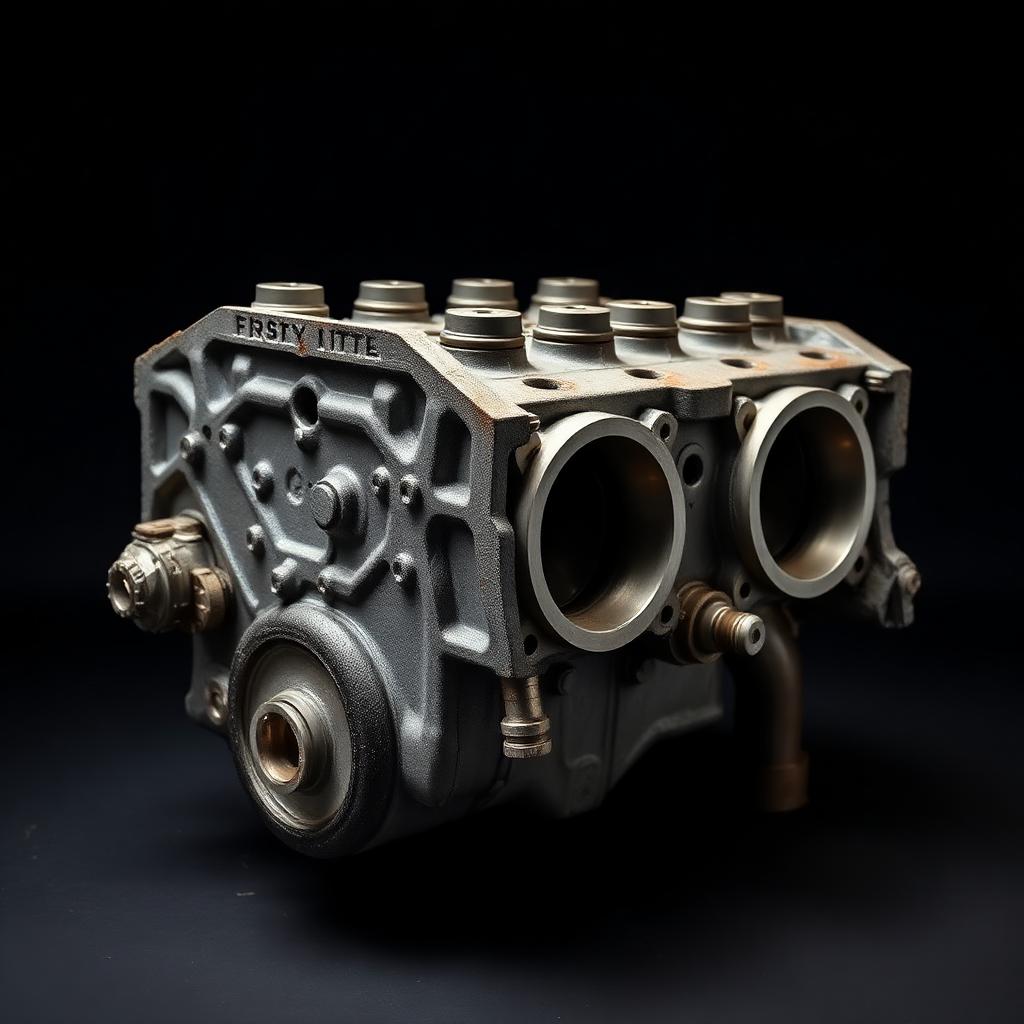Cast Iron V8 Engine Block after laser cleaning